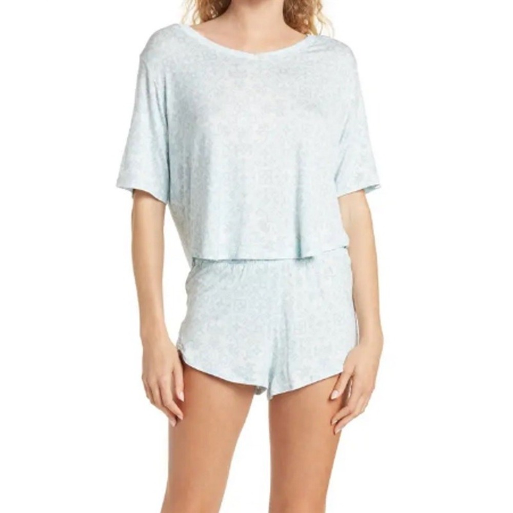 NWT Honeydew M Spring Fling Mint Banana Short Pajama Set 98545